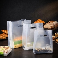 Sac en plastique transparent PP à fond carré, découpé sur mesure, avec poignée longue, pour emballage de pain, gâteaux et produits de boulangerie, recyclable, forme parapluie ou oreiller, avec logo personnalisé