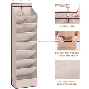 Over The Door <b>Shoe</b> Organizer 10 Pockets Deep Hanging <b>Storage</b> Rack For <b>Shoes</b> Behind Door Closet Beige Polyester - Product Image 6