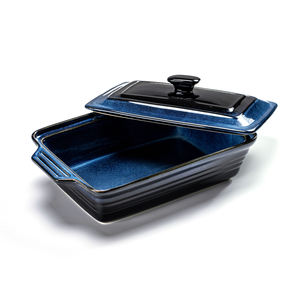 Cacerola Rectangular de cerámica 2024 con tapa <span class=keywords><strong>UNICASA</strong></span> 3.2qt Cazuela cubierta Esmalte reactivo Niebla Gris 9x13 Plato para hornear - Product Image 2