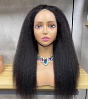 Perruque Lace Front Yaki en gros, cheveux humains vierges péruviens, perruque frontale 360 Full Swiss HD Lace, lisse crépu, pas chère, pour femmes noires