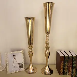 Tall Gold Metal Flower Stand Wedding Centerpieces Artificial Rose Flowers Ball vase table decoration Gold center piece for party