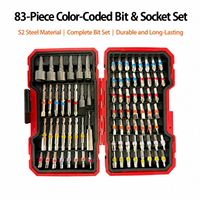 Penjualan Langsung Pabrik 83Pcs Set Mata Obeng 1/4 Inci Kotak Ajaib Pelangi Datar Phillips Torx Hex Soket Obeng Listrik