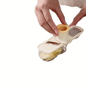 3in1 Manual Small Fine Shredder & Slicer <b>for</b> Garlic & Ginger Mini Grater with Container & Finger Guard - Product Image 1