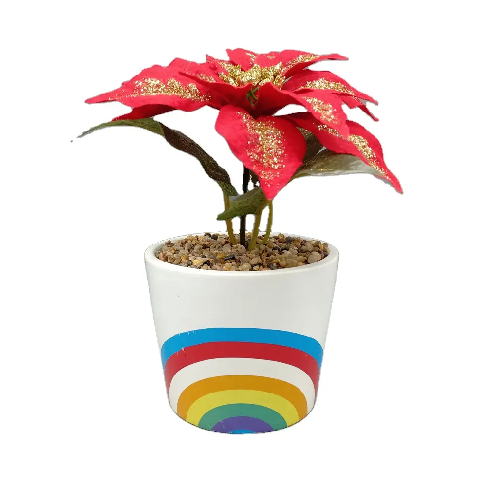 Kreative Regenbogen exquisite Struktur Herstellung Pflanzer Keramik Blumentopf für Pflanzen Pastell