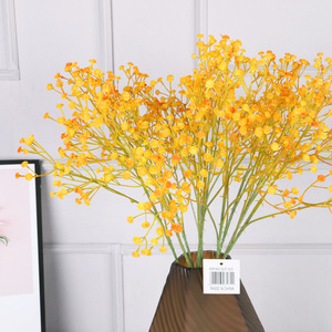 Fleurs artificielles de gypsophile jaunes en soie DLF-023 pour décoration de mariage et de maison - Product Image 1