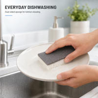 Éponge à récurer en cellulose double face pour la vaisselle et le nettoyage de cuisine, vente en gros