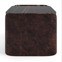 Table basse en marbre au design minimaliste moderne, finition en écorce d'arbre, style italien de luxe léger, table basse pour salon