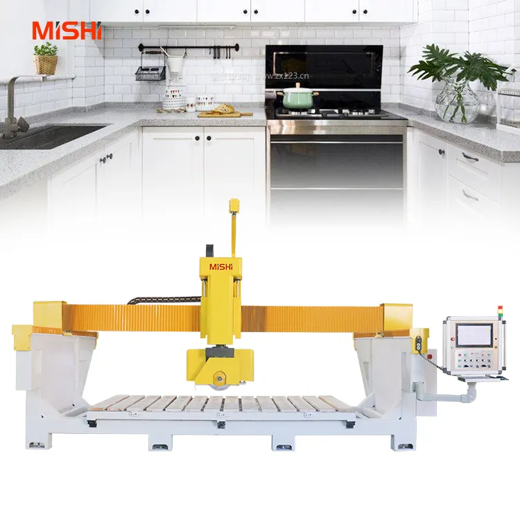 MISHI 5 축 적외선 다리 톱 타일 커터 화강암 대리석 석영 슬래브 용 자동 레이저 석재 절단기