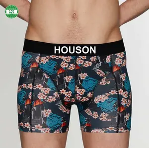 Quick dry polyester spandex boxer briefs athletic style underwear for men fully customized with your pattern