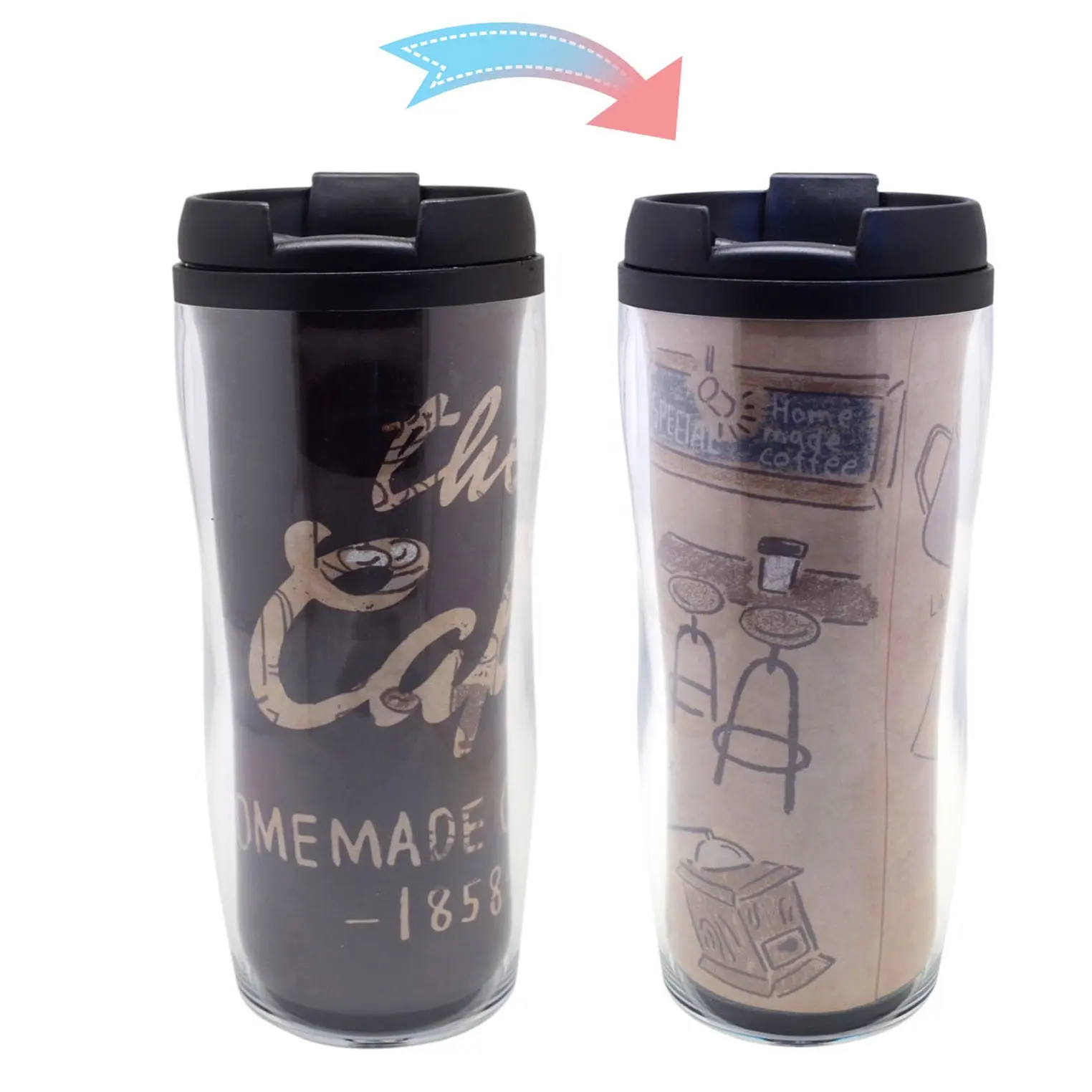 Wholesale Coffee Magic Water Bottle With Logo Personalized Plastic Magic Cup Changing Color Mug