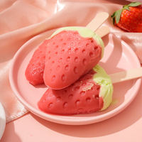 En gros, Glaces 3D en forme de fraise, saveur fruitée douce, goût superposé, en sachet 75g, surgelées, avec logo personnalisé