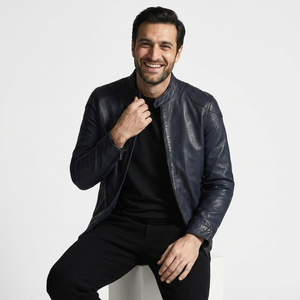 Chaqueta de Cuero Genuino de Primera Calidad para Hombre, Corte Clásico, Estilo Urbano, Cierre de Cremallera, Prenda Exterior Elegante - Product Image 1