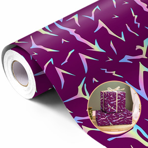 Kpop Style Gift Wrapping <b>Paper</b> Roll 5M Purple Holographic <b>Pattern</b> Happy Birthday DIY Packaging Decorative <b>Paper</b> - Product Image 1