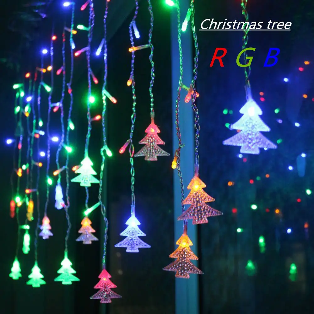 Xmas Tree Lamp LED Lamp String Ins Christmas Lights Decoration Holiday Lights Curtain Lamp Wedding Neon Lantern 220v Fairy Light