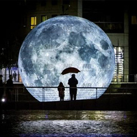 Ballon gonflable géant suspendu personnalisé en forme de lune avec lumières LED, étanche et facile à installer pour la décoration d'événements festifs