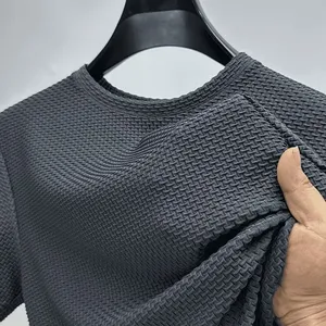 Sommer Stretch Mesh Eisseide Gewebtes Blanko Herren Kurzarm T-Shirt Atmungsaktives Waffel-Leichtgewicht-Shirt Nachhaltig - Product Image 4