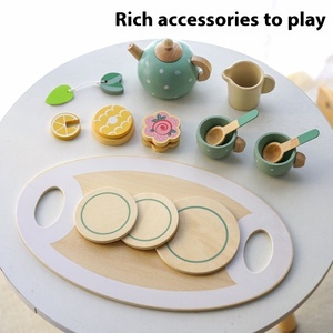 Service à thé en bois pour enfants, jeu d'imitation éducatif, jouets de cuisine miniature, simulation de thé de l'après-midi, théière et tasses - Product Image 5