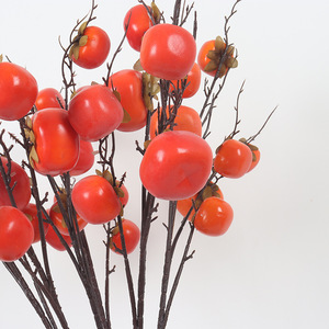 Branche de kaki artificielle Jessie, orange rougeâtre, 7 têtes, pour décoration maison et hôtel, plante fruitière simulée - Product Image 2