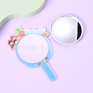 <b>Acrylic</b> Handheld <b>Mirror</b> Round Custom Made With Stickers For Makeup And Gift Use - Product Image 3