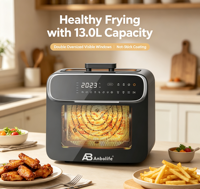 Horno Freidora de Aire Anbolife 13L con Ventanas Visibles Dobles de Gran Tamaño, Control Táctil y Función de Horneado OEM