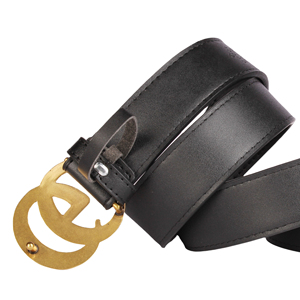 Cintura da <span class=keywords><strong>Uomo</strong></span> in Vera Pelle con Design Traforato e Dettaglio a Lettera - Product Image 1