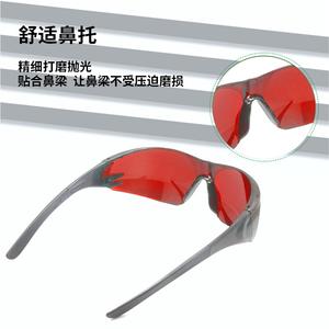 Gafas de seguridad para láser, montura negra, lentes rojas, grosor de 2 mm, 30% de transmitancia de luz, para protección contra la radiación, fabricadas en Shenzhen - Product Image 3