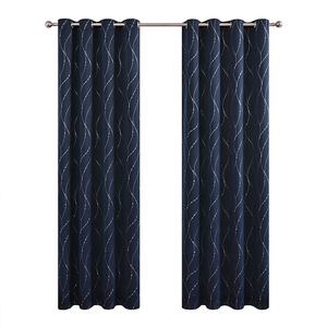 95% Blackout <strong>Curtains</strong> with Grommets, 5 Colors Wavy <strong>Line</strong> Pattern <strong>Thermal</strong> Insulated Room Darkening Window Drapes for Living Room - Product Image 5