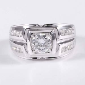 Прованс 14k мужской стиль вечное Белое золото 1,2 карат муассанит бриллиант обручальное кольцо - Product Image 1