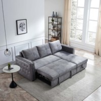 Hersteller Schlussverkauf günstig Großhandel Montage Beige Leinen Wohnzimmer Sofa-Set weißes Ausziehbares Sofabett für kleine Räume