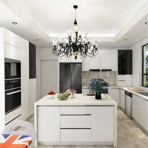 Mobili da Cucina Modulari Bianchi Lucidi Fai-da-Te, <span class=keywords><strong>Kit</strong></span> Compatto dal Pavimento al Soffitto, Set di Armadietti da Cucina - Product Image 4