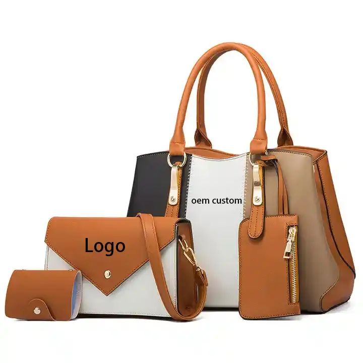 Wholesale Pu Leather Tote Handbag Luxury Women Bags Ladies Purse And Handbag Set 4pcs