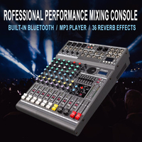 Console de mixage DJ professionnelle 8 canaux TNH EF08 / Table de mixage audio USB avec alimentation fantôme 48V et 36 effets DSP pour spectacles sur scène et concerts en direct
