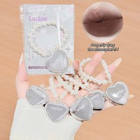 OEM/ODM LUCKGO Pendentif Cœur Perle, Baume à Lèvres Mat, Miroir Métallique Argenté, Breloque Sac Cœur, Crème à Lèvres Velours Douce, Baume à Lèvres Nude