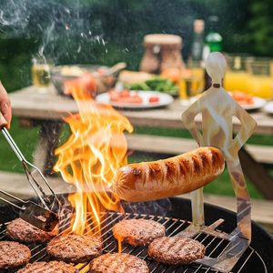 Hotdoghouder, BBQ roestvrijstalen worsthouder, buiten grappige figuur voor barbecue worsthouder BBQ grill tool - Product Image 6