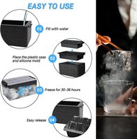 Bac à glaçons en silicone de qualité alimentaire noir/bleu de 2 pouces, fait 8 grands glaçons carrés, accessoires de bar écologiques, cadeau d'Halloween pour hommes