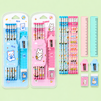 Ensemble de crayons colorés Q1002 pour fournitures scolaires avec règle et gomme, papeterie pour enfants en gros