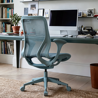Chaise de bureau ergonomique moderne à dossier mi-haut en maille avec accoudoirs fixes pour le bureau à domicile