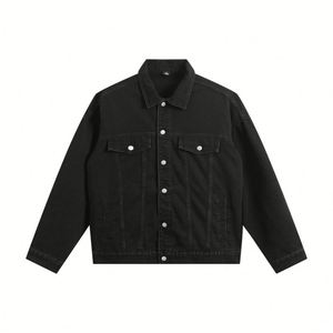 แจ็คเก็ตยีนส์ผู้ชายสไตล์วินเทจ Y2K แบบสั่งทำพิเศษ ตัดเย็บแบบแพทช์เวิร์ค พิมพ์ลาย แต่งดีเทลขาดๆ กระดุมแบบดั้งเดิม คุณภาพสูง เนื้อผ้าหนา ซักแบบสโตนวอช - Product Image 1