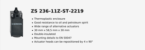 Interrupteur de position de sécurité à action rapide S-chmersal ZS 236-11Z-ST-2219 151218829, d'origine, en stock, haute qualité - Product Image 2