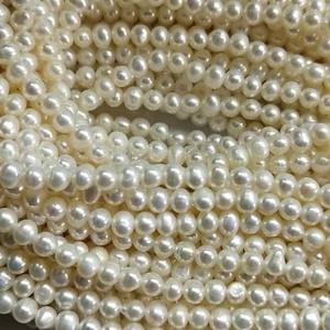 สร้อยคอมุกน้ำจืดขนาดเล็ก 4-4.5 มม. ลูกปัดมุกเกือบกลม สีขาว แบบกึ่งสำเร็จรูป - Product Image 3