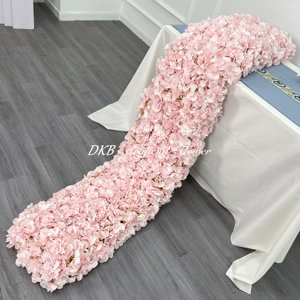 2M corredor de flores de lujo flores artificiales boda Hortensia artificial corredor de flores de color rosa claro - Product Image 2