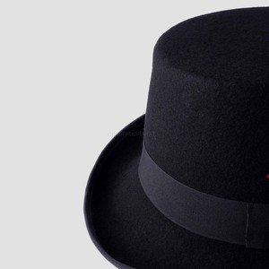 New Vintage Pork Pie <b>Hat</b> Mens Rolled Brim Felt Fedora <b>Hat</b> with <b>Feather</b> Gentleman Church Cap Formal <b>Hat</b> - Product Image 6