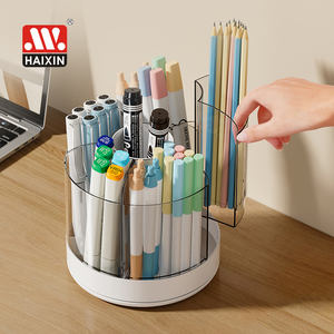 <span class=keywords><strong>Porte</strong></span>-stylos de bureau rotatif à 360° en plastique Haixin avec 6 compartiments, double usage, pour fournitures artistiques, pour le bureau, l'école, la maison - Product Image 1