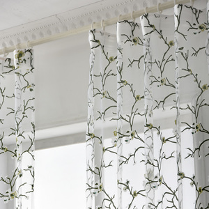 Tenda traforata trasparente con stampa floreale prugna <span class=keywords><strong>verde</strong></span> americana decorazione per la casa rifinita tenda trasparente perforata - Product Image 4