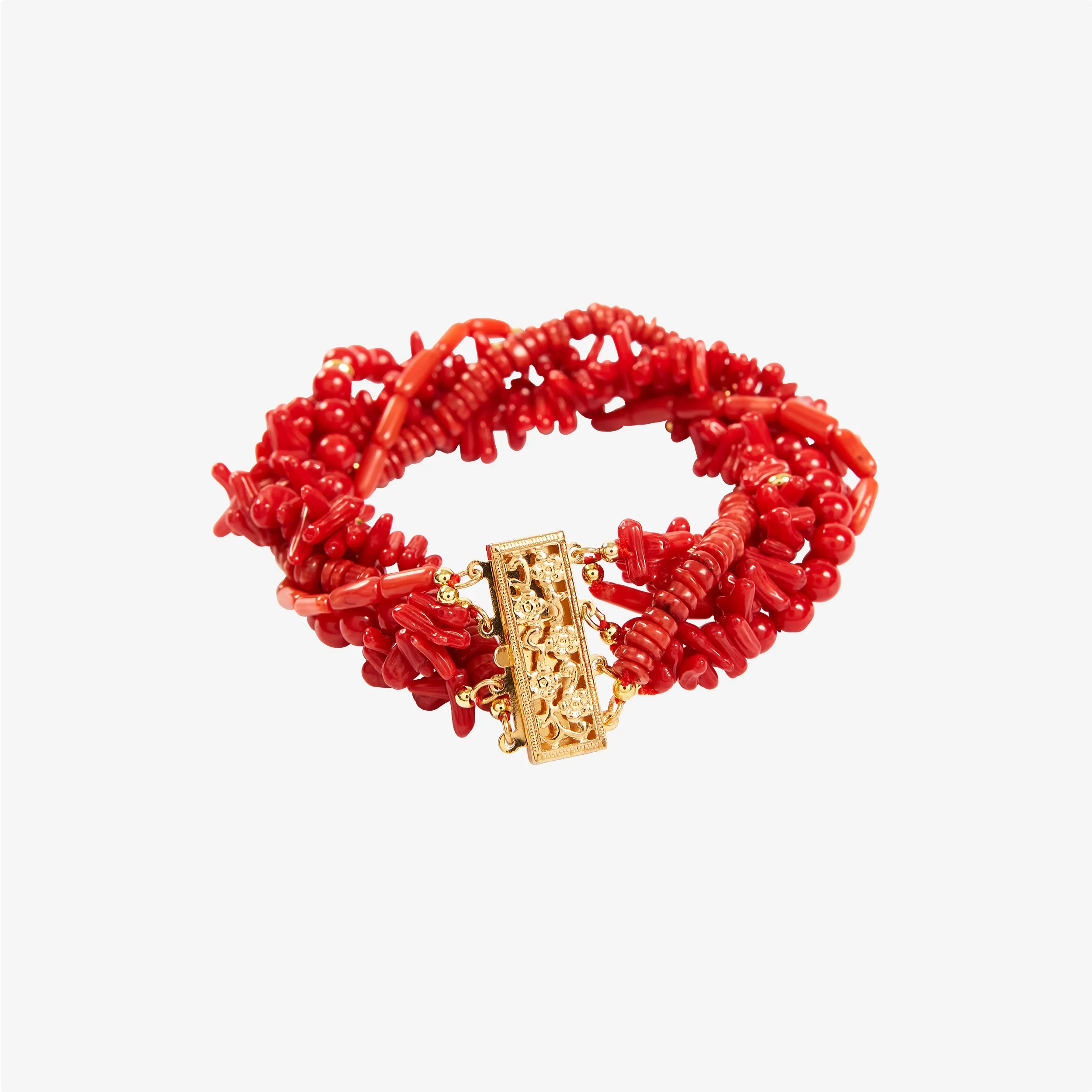 WW Original Design Red Coral Fashionable Auspicious Multi-layer Bracelet Bangles