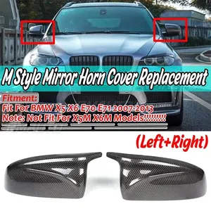 Cubierta de Espejo Retrovisor Lateral de Fibra de Carbono Real Estilo M para BMW X5 X6 E70 E71 2007-2013 - Product Image 1