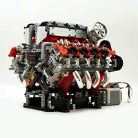 Mould King 10130, Superdeportivo F488 Motorizado, Modelo de Motor V8 2718, Ensamblaje Mecánico Detallado, Juego de Bloques de Construcción para Exhibición en Escritorio