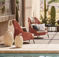 Canapé d'extérieur nordique table basse combinaison villa cour jardin loisirs mobilier design balcon en plein air chaise en rotin