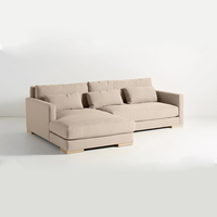Canapé modulaire en tissu beige avec dossier en forme de coussin, design moderne en bois, meubles de salon, petit canapé d'angle en forme de L