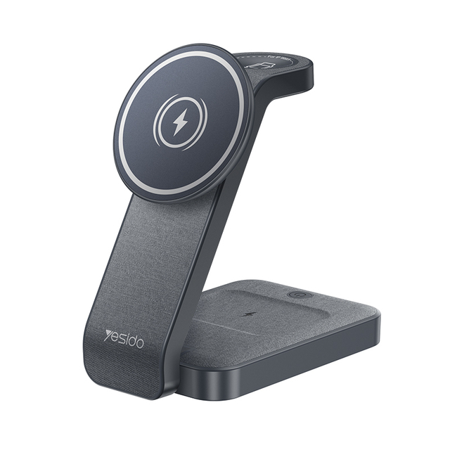 Yesido DS26 15W Wireless Fast Charging With Nightlight Foldable Design 3-in-1 Desktop Stand Wireless Charger